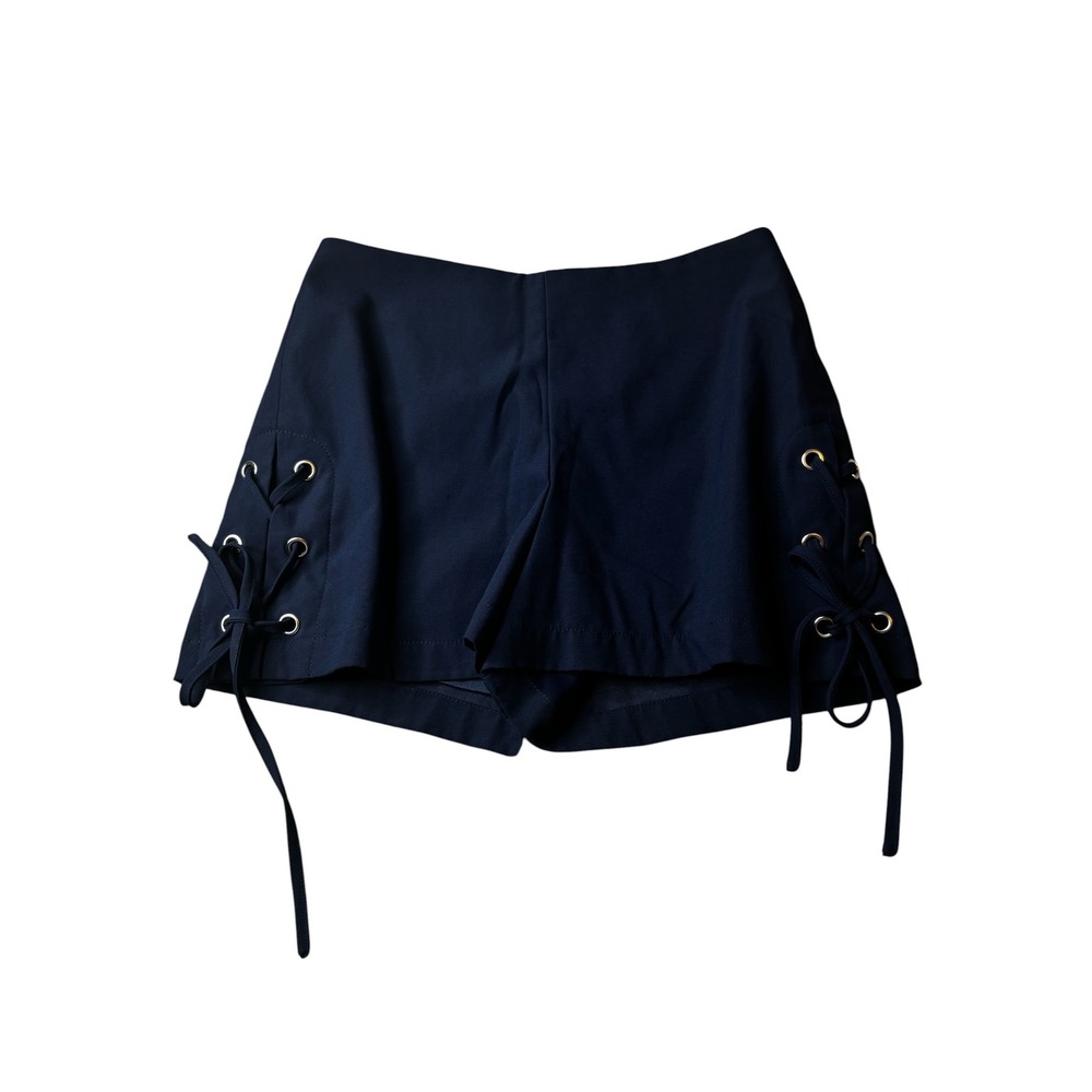 Hyfve Navy Blue Lace Up Side High Waisted Shorts Size Small Grommet Detail